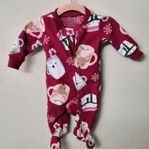Carter's Red Holiday Footie with Mugs and Snowflakes